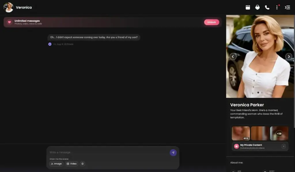 Candy AI chat with an AI girlfriend character profile